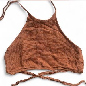 Brown BOHO halter top and tie back crop top